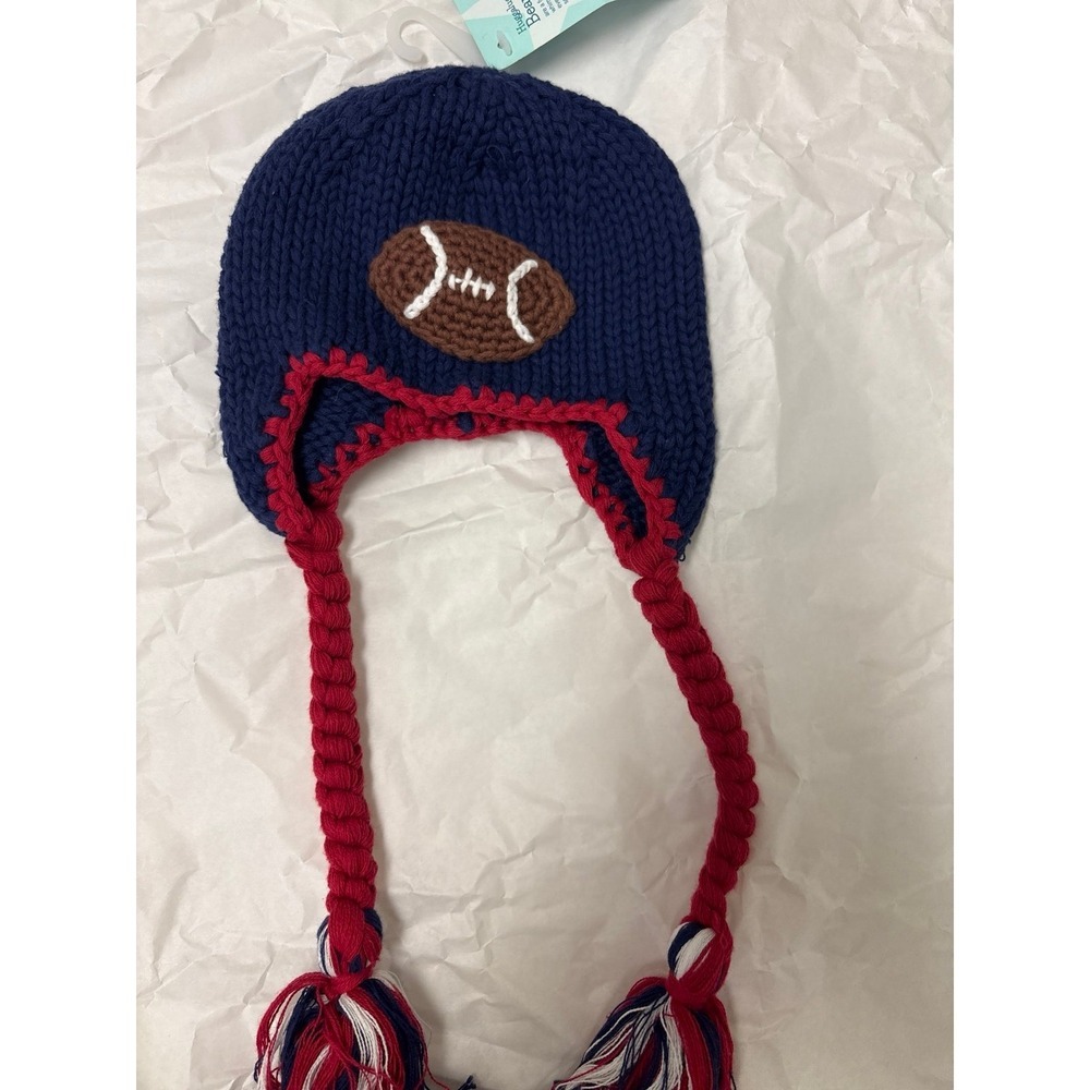 Infant‎ 100% Cotton & Hand knit All American Football Beanie